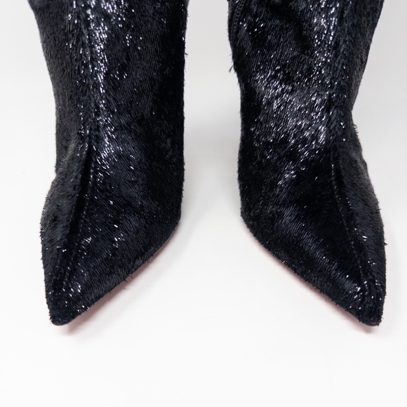 Christian Louboutin Kate Botta 100 Black Velours Papillon Knee High Boots 37 EU - Picture 3 of 8